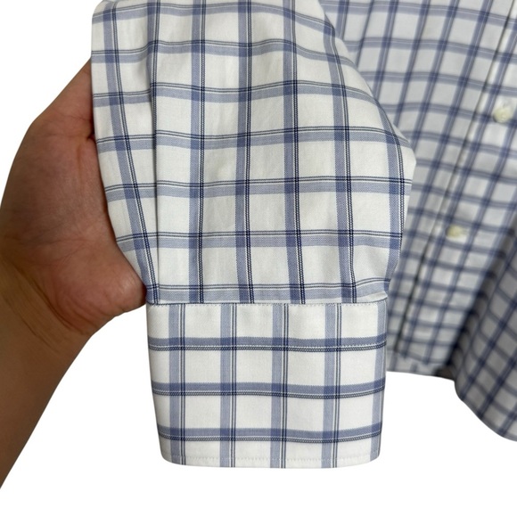 Ermenegildo Zegna Checkered Button Dress Shirt Size 42 Neck 16.5 Blue White - Picture 6 of 7
